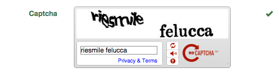 Valid recaptcha